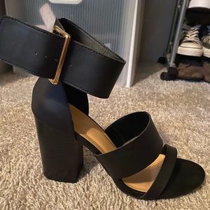 Black strappy heels